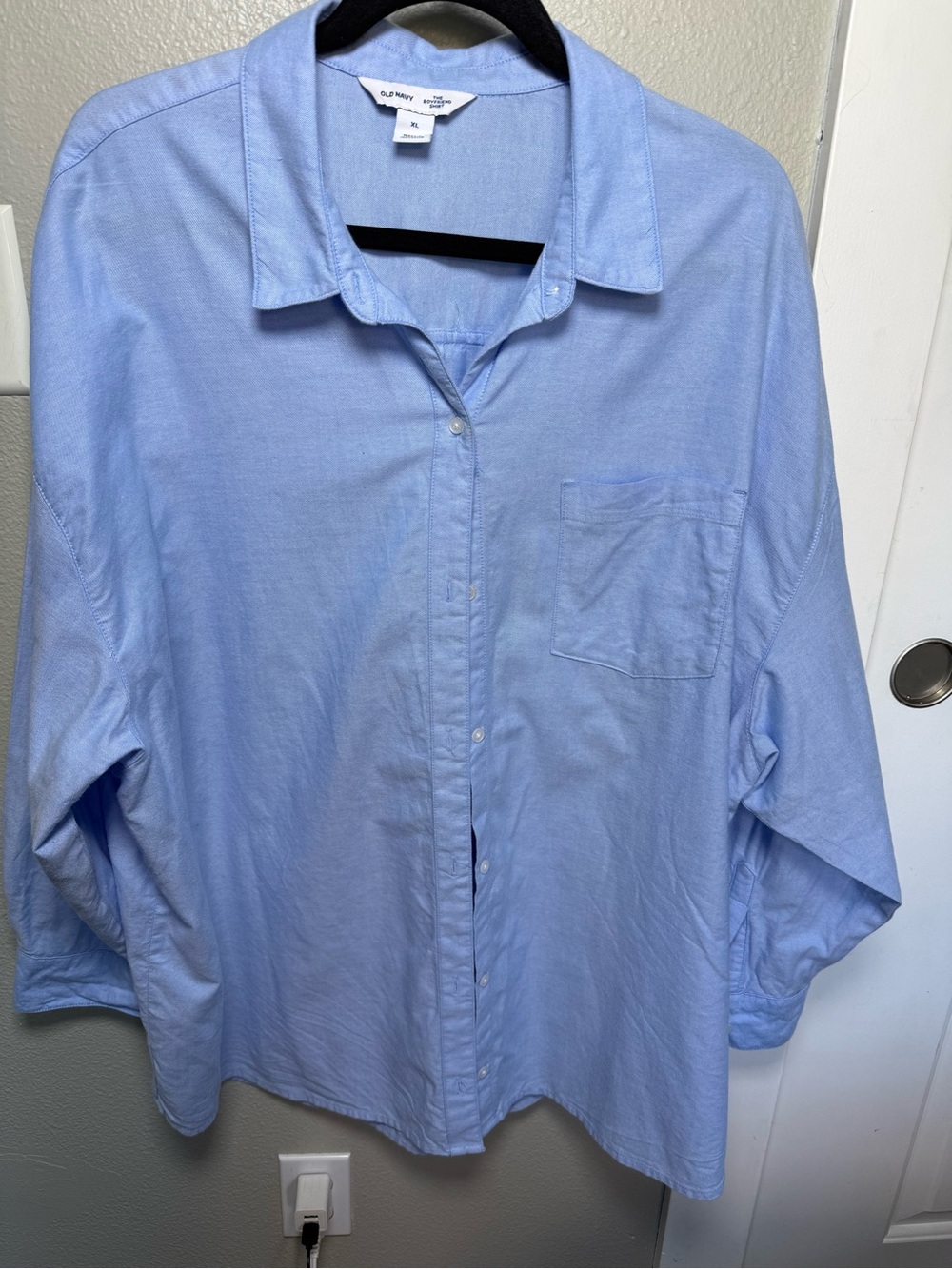 Old Navy The Boyfriend Shirt Women’s XL Blue 100% Cotton Button Down Oversized